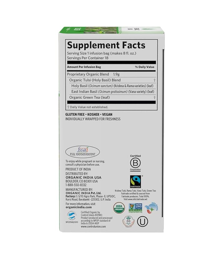 Organic India Energizing Tulsi Herbal Tea Favorites - Breakfast, Green, Moringa - Holy Basil, Adaptogen, Vegan, USDA Certified Organic, Non-GMO - 18 Infusion Bags per Box (Pack of 3)