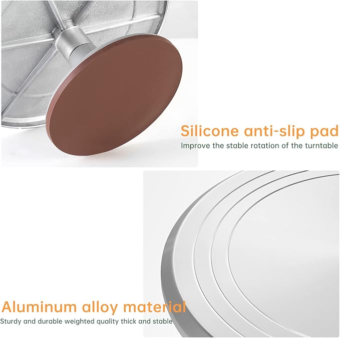 12 Inch Round Aluminum Tall Revolving Cake Decorating Stand,Cake Turntable, Rotating Cake Stand,Cake Spinner Turntable for Decorating,Cake Turntable for Decorating,Professional Cake Decorat Spin Kit