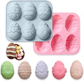 2 Packs Easter Egg Candy Silicone Molds, 6 Cavity Semi Egg Non Stick Silicone Molds for Making Hot Chocolate Bomb, Jelly, Truffles, Desserts, ice cube, Hard Candy