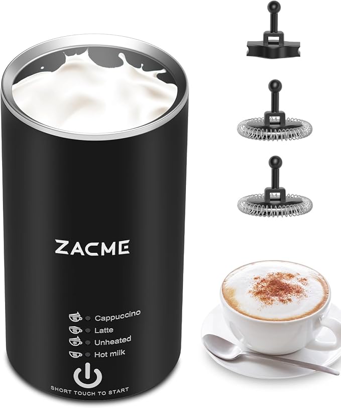 ZACME Milk Frother, 4 in 1 Electric Milk Steamer, Automatic Hot and Cold Foam Maker and Milk Warmer for Coffee, Latte, Cappuccino,Hot Chocolate, Macchiato