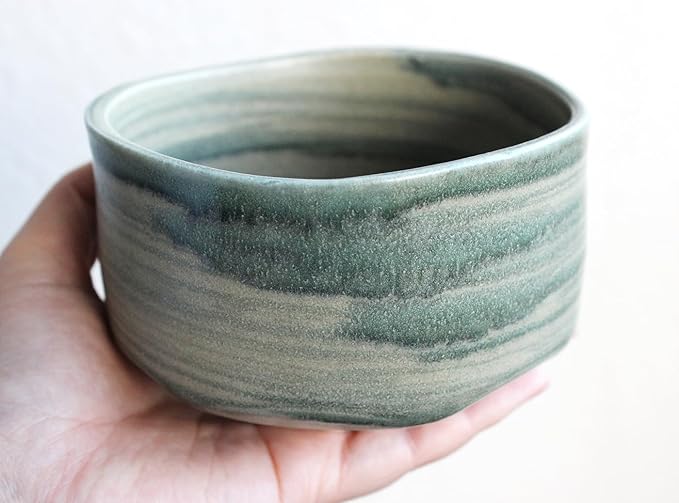 Japanese Traditional Handcrafted Matcha Chawan Tea Bowl Cup Ceremony Tableware Pottery (Fukamidori)