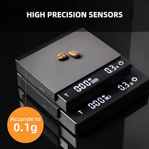 MHW-3BOMBER Mini Coffee Scale with Auto Timing,Electronic Espresso Scale,Type-C Rechargeable Coffee Weight Scale,Tare Function,g/oz,LED Display,Digital Scale for Coffee/Kitchen,White ES6034W-OS