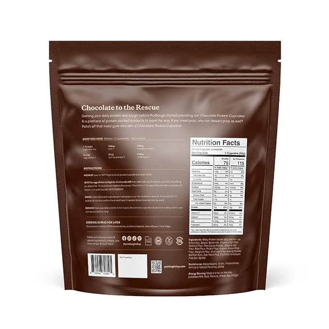 ProDough High Protein- Gluten Free Cupcake Mix, Low Carb, 13g of Protein per Cupcake, No Added Sugars, Keto Friendly, Makes 12, Healthy Dessert (Chocolate)
