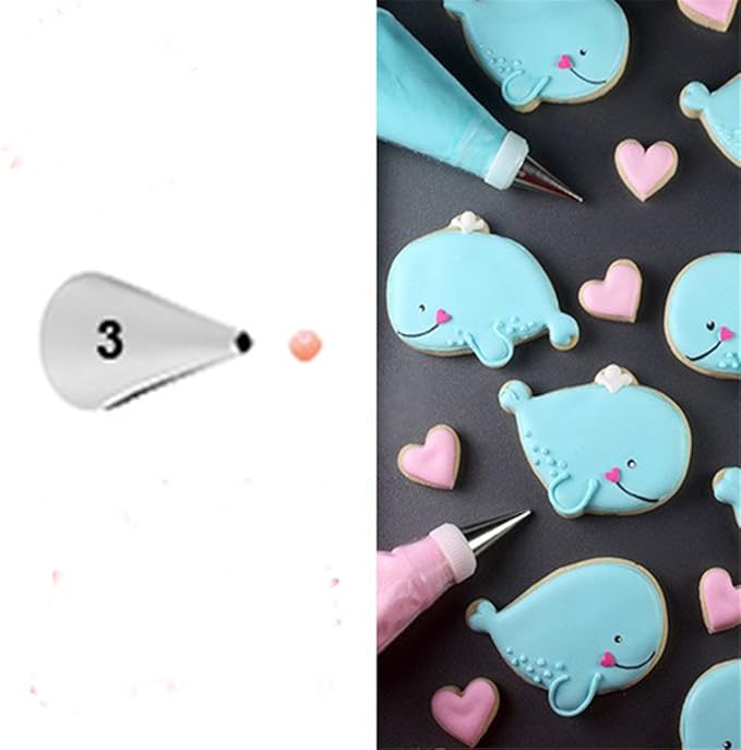 Cake Decorating Set, 5 Pieces Stainless Steel Icing Piping Nozzles Tips Kit - Christmas Holiday Birthday Anniversary Wedding Cupcakes Cakes Cookies Dessert Candy Pastry DIY Making Tools #5