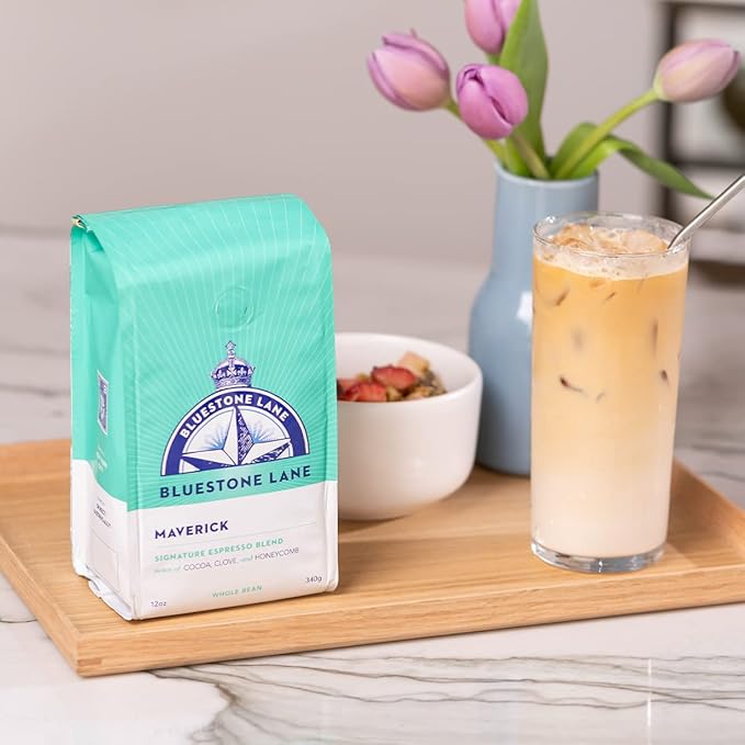 Bluestone Lane Coffee Beans, Maverick Espresso, Medium Roast, Whole Bean, 12 Ounce Bag (Pack of 2)