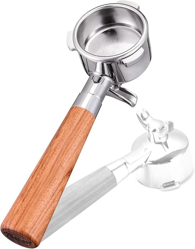 54mm Portafilter for Breville BES870/878/880 Series, Dual Spout Espresso Handle with Siam Rosewood Grip & 304 Stainless Steel Basket