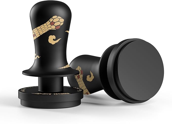 MHW-3BOMBER 58.35mm Espresso Tamper New Year Edition Snake Pattern - 3 Spring Loaded Coffee Tamper with Sound Feedback - Barista Tamper Tool with Ergonomic Handle Flat Base T6069FS-OS