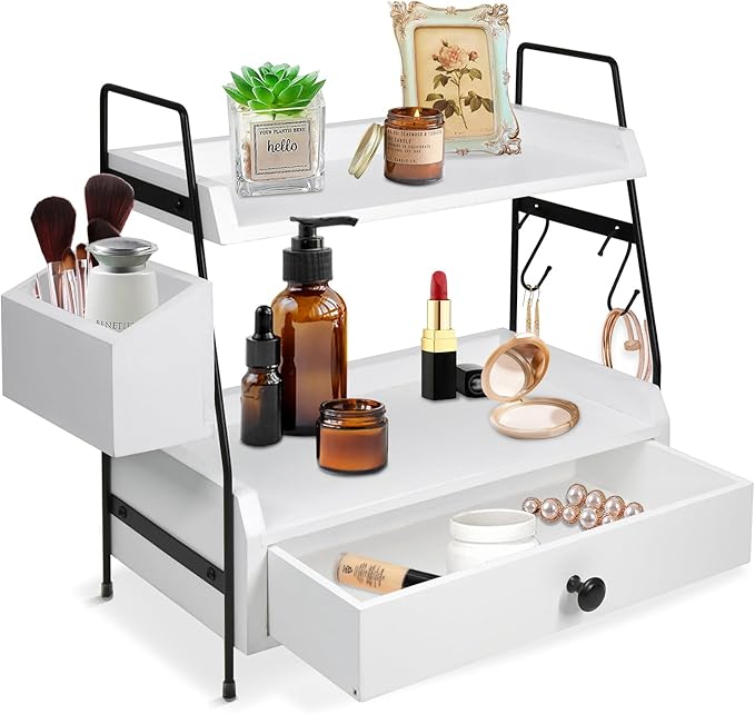 Coffee Bar Accessories and Organizer Countertop, Coffee Station Organizer Kitchen Counter Shelf Organizer, Coffee Condiment Storage, Cup Lid Holder Countertop Shelf for Bathroom