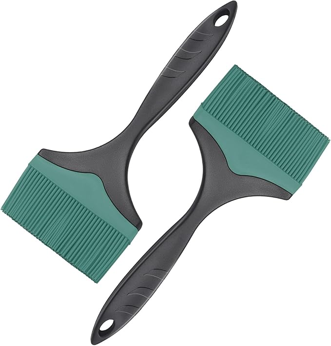 Large Silicone Grill Basting Brush - 3.95inch Extra Wide Silicone Basting Brush for Grilling,Heat Resistant Brushes Spread Oil Butter Sauce for Cooking Baking BBQ,Dishwasher Safe（Green 2）