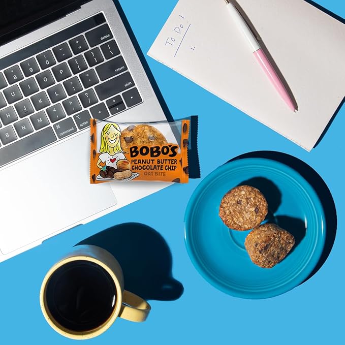 Bobo's Oat Bites, Peanut Butter Chocolate Chip, 1.3 oz Bites (30 Pack Box), Gluten Free Whole Grain Snack, Vegan On-The-Go