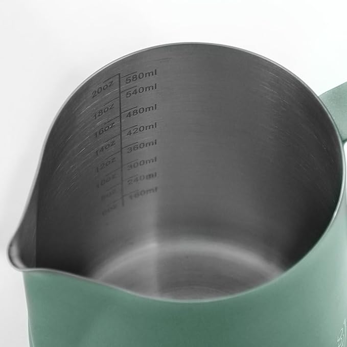 Milk Frothing Pitcher -350ml/12oz Milk Frother Cup Espresso Steaming Pitcher for Barista, Bincoo SUS304 Stainless Steel Espresso Steaming Pitchers for Latte Art/Cappuccino/Coffee (Green-350ml)