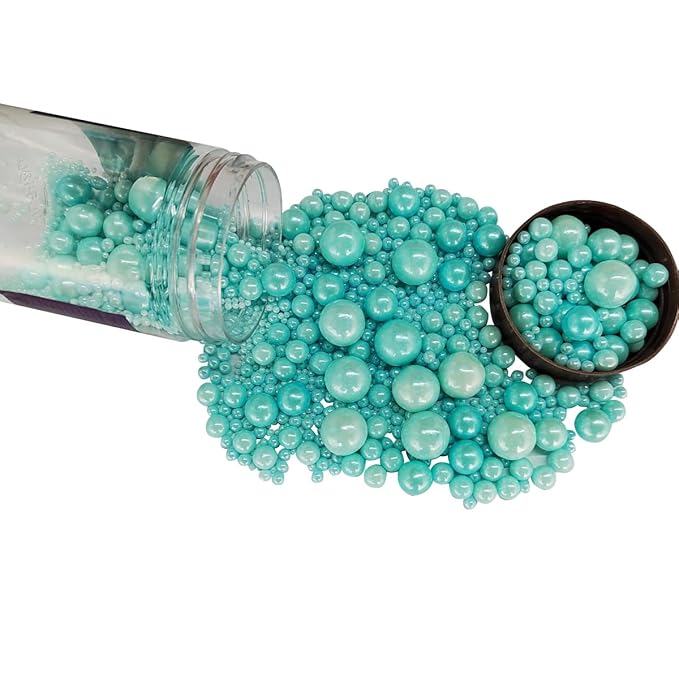 Edible Blue Sugar Pearls Candy Sprinkles 120G/ 4.23Ounce Baking Cake Sprinkles Cupcake and Cake Topper Cookie Decorations Wedding Party Valentines Halloween Christmas Supplies