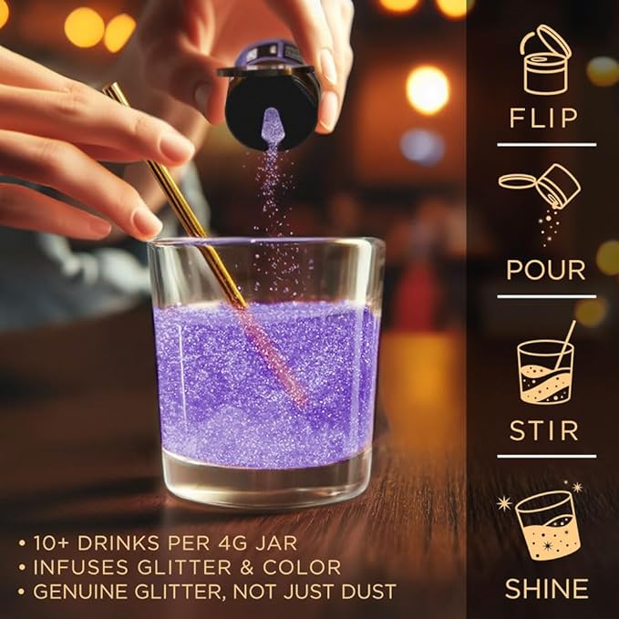 Brew Glitter Purple Edible Drink Glitter 1x 4g Jar for Cocktails, Beer, & Beverages