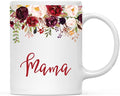 Andaz Press 11oz. Mother's Day Ceramic Coffee Tea Mug Gift, Fall Autumn Marsala Burgundy Flowers Roses Florals, Mama, 1-Pack