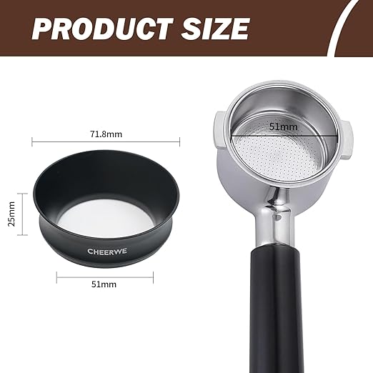 51mm Magnetic Espresso Dosing Funnel, Espresso Coffee Dosing Ring, 25mm Anodized Aluminum Dosing Funnel with 8 Magnets Compatible with 51mm Portafilter