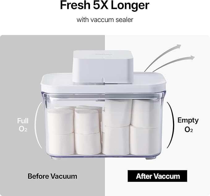 Premium Airtight Food Storage Container. Meal Prep 0.85qt 5pc/Set. 4pcs Container and Vacuum Sealer. Patented Double Silicone Lining, 100% Leak Proof, BPA-FREE