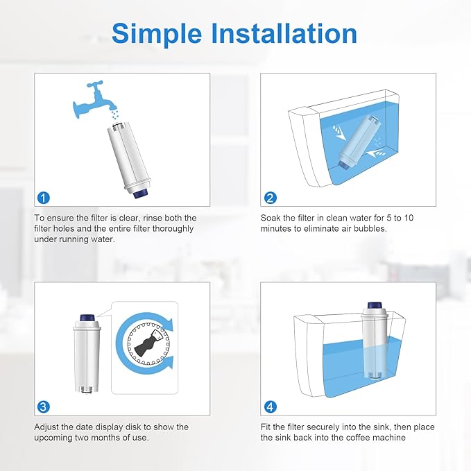 Water Filter Cartridge Replacement for Espresso Coffee Machines - Compatible with ECAM, ETAM, ESAM, Dinamica, Eletta Series - Improves Taste & Protects Your Machine, 6-Pack for Home Use