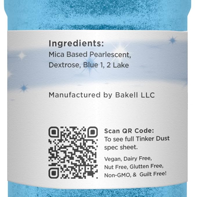 BAKELL Neon Blue Edible Glitter, 45 Grams | TINKER DUST Edible Glitter | KOSHER Certified | 100% Edible Glitter | Cakes, Cupcakes, Cake Pops, Drinks, Dessert Vegan Glitter & Dusts (45g Shaker, Neon Blue)