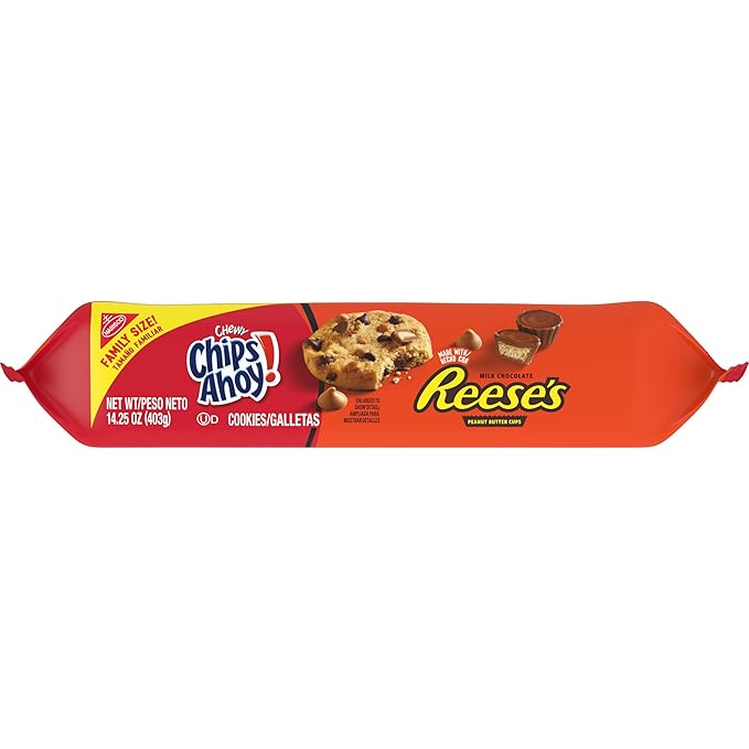 NABISCO CHIPS AHOY! Peanut Butter Cup Chocolate Cookies, Family Size, 14.25 Ounce (Pack of 1)