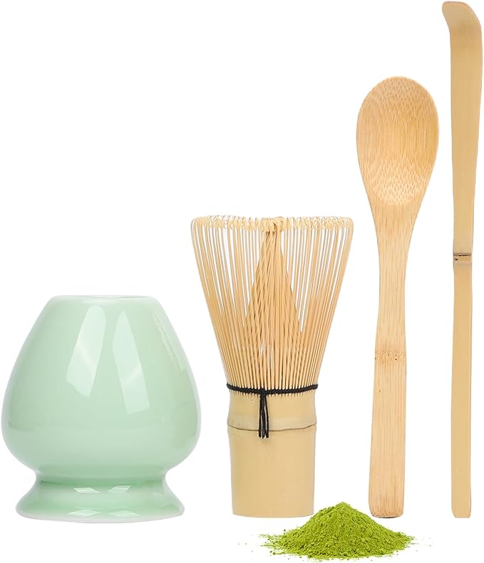 Matcha Whisk Set Matcha Whisk Matcha Set with Holder Bamboo Whisk Scoop Spoon Unique Gifts for Ceremony Gift Japanese Tea Tools for Tea Enthusiasts Green