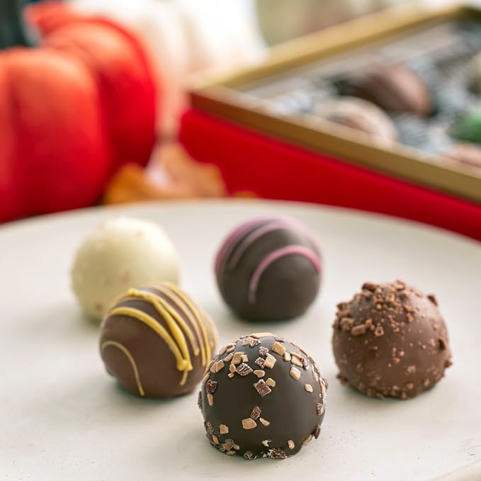 CRAVINGS BY ZOE Gourmet Chocolate Truffle Gift Box | 16 Count | Assorted Gourmet Milk & Dark Chocolate Candy Food Gift Basket Anniversary, Birthday, Get Well, Holiday, Thank You Men Women Mom Her