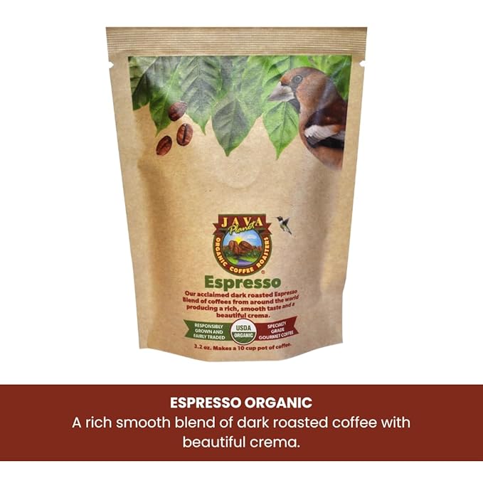 Sampler Variety Pack, Low Acid Organic Coffee Beans in Linen Gift Bag: Whole Bean, Mold-Free & Stomach Friendly, by Java Planet - Arabica Gourmet Coffee, 1.32 LBs of coffee packaged in six 3.2 oz bags