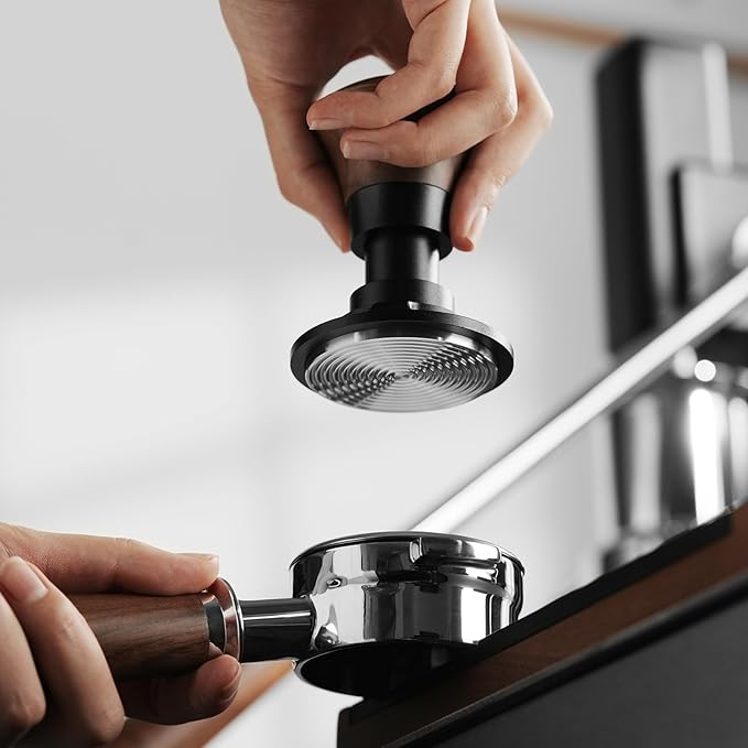 MHW-3BOMBER 58.35mm Espresso Tamper - 30lbs Coffee Tamper with Sound Feedback for Barista, Walnut Tamper Tool Espresso Hand Tamper with 3 Spring Loaded Fits 58mm Portafilter, Thread Base, T5164T-OS