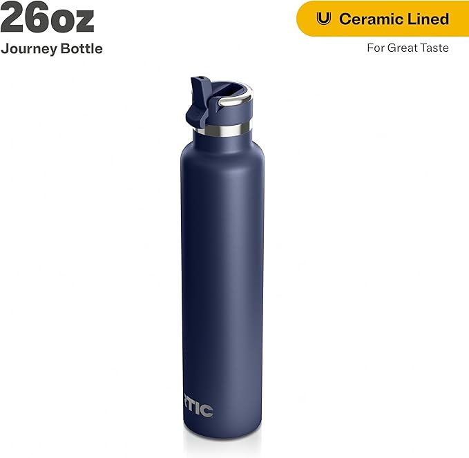 RTIC 26oz Journey Bottle Metal Stainless Steel Vacuum Insulated, BPA Free, Reusable, for Water, Hot and Cold Drinks, Travel, Sports, Camping, Navy