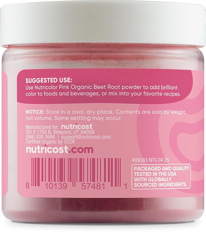 Nutricost Pink Plant Based Food Coloring From Organic Beet Root Powder (60 Servings) - Nutricolor Color Alternative For Food & Beverages