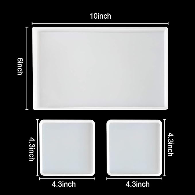 Large Silicone Resin Tray Molds,3PCS Agate Geode Coaster Resin Molds,Include Square,Rectangle Mold,Silicone Mold for Making Coaster,Trays,Cup Mats,Home Decoration