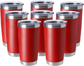 HASLE OUTFITTERS 20oz Tumblers Stainless Steel Mugs with Lid Double Wall Vacuum Insulated Coffee Cups for Cold & Hot Drinks (20oz-Red, 8 Pack)