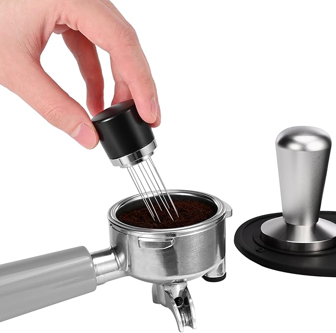 Espresso Needle Distribution Tool, WDT Tool Espresso, Stainless Steel 8 Needles Espresso Needle Distributor, Espresso Needle Stirrer with Aluminum Alloy Stand (Classic)