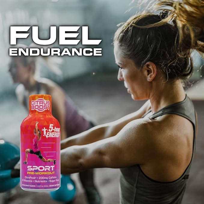 5-Hour Energy Extra Strength Sport Shots with Citrapeak, Citrus Boost Flavor, Pre-Workout 24 Count (1.93 fl oz)