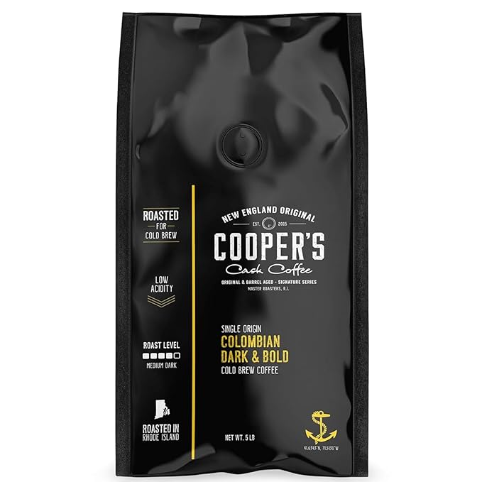 Cold Brew Coffee Colombian Reserve Single Origin Coarsely Whole Bean Coffee - 5 lb. Bag - Dark Roast