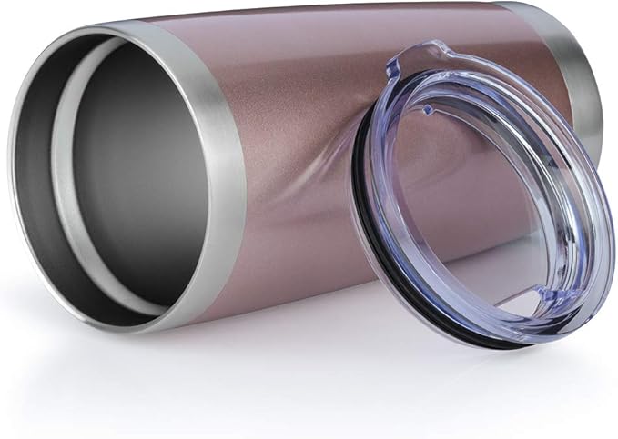 20oz Tumbler Bulk Stainless Steel Vacuum Insulated Tumblers with Lid Double Wall Travel Mug, Powder Coated Coffee Cup, Suitable for Ice Drinks and Hot Beverage (Rose gold 6pack)
