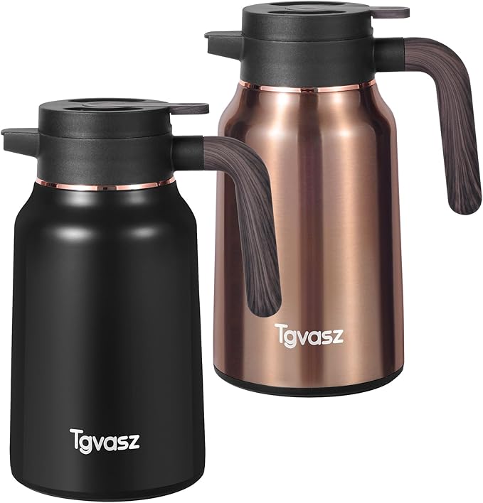 51 Oz Carafes for Hot Liquid, Stainless Steel Insulated Vacuum Thermal Coffee Carafes For Keeping Hot, 1.5 Liter Coffee Dispenser(Gold/Black)