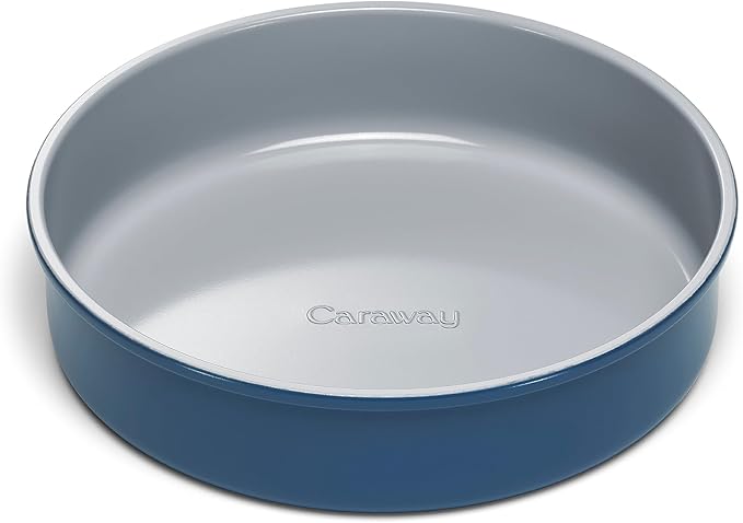 Caraway Non-Stick Ceramic 9” Circle Pan - Naturally Slick Ceramic Coating - Non-Toxic, PTFE & PFOA Free - Perfect for Birthday Cakes, Tartes, & More - Navy