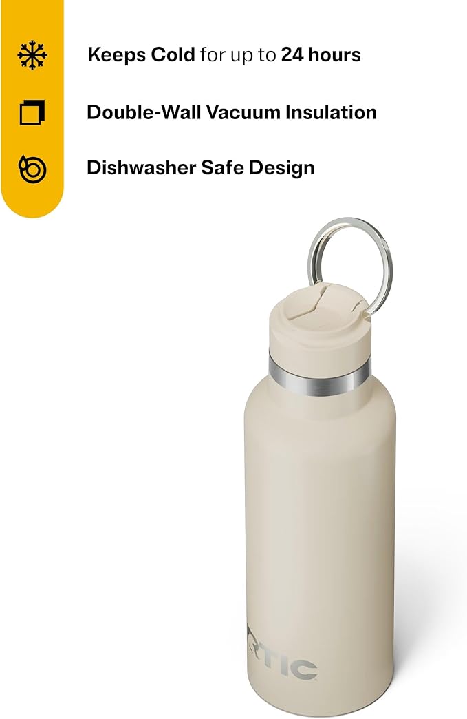 RTIC 16oz Journey Bottle Metal Stainless Steel Vacuum Insulated, BPA Free, Reusable, for Water, Hot and Cold Drinks, Travel, Sports, Camping, Beach