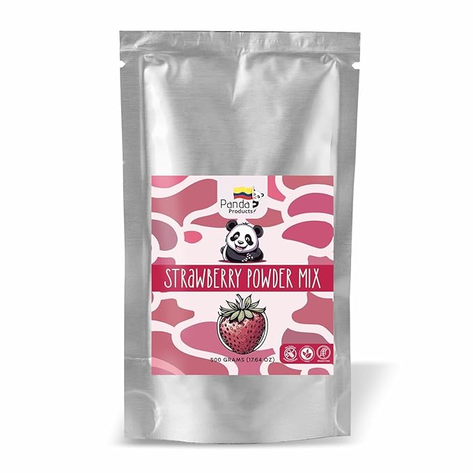 Panda Products Strawberry Powder – 17.64 oz | Premium Flavored Powder for Bubble Tea, Smoothies, Slushes, Milkshakes & Desserts