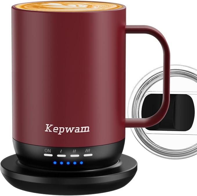 Self Heating Coffee Mug T1-16oz Fast Heating & Ultra Long-Lasting Battery Life, Heated Coffee Mug Up to 149℉ - Touch & App Controlled Coffee Mug, Birthday Gifts for Women and Men