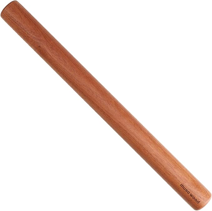 Muso Wood Sapele Wooden Dowel Rolling Pin for Baking,Tapered Roller for Fondant, Pie Crust, Cookie, Pastry (Dowel 15-3/4inch)