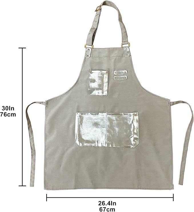Barista Waitress Chef Cooking Aprons Waterproof Canvas Hair Stylists Apron with 3 Pockets for Women