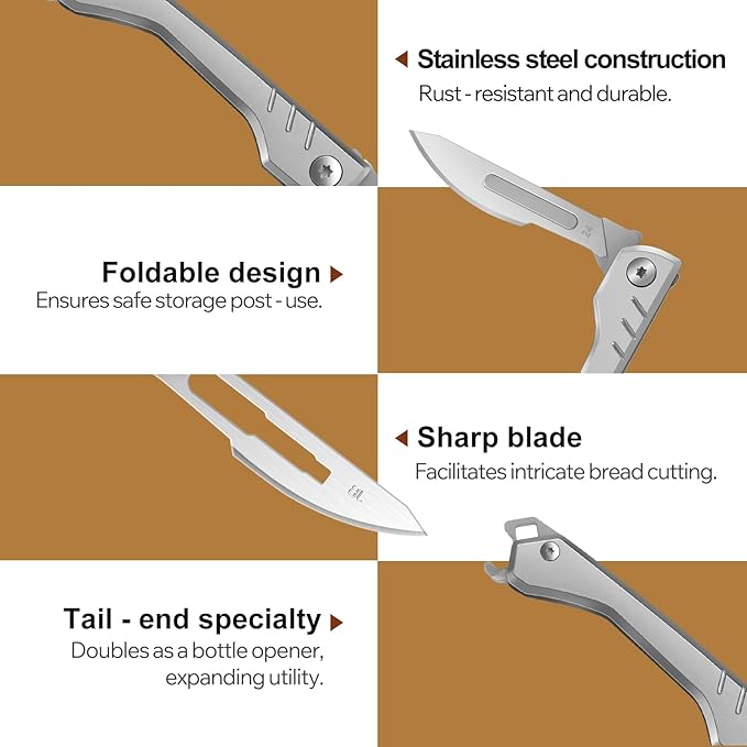 Bread Lame Dough Scoring Tool – Multi-Purpose Scoring Knife, Folding Bread Scorer Tool for Sourdough & Bread Baking with 10 Bread Razor Blades （Grey）