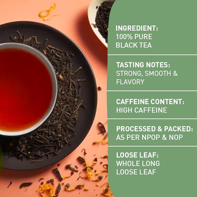 HANDPICK, English Breakfast Tea Loose Leaf (340g/12oz) Strong, Robust, High Caffeine Black Tea Loose Leaf | Non-GMO | Resealable, Ziplock Pouch | Brew Hot, Iced or Kombucha tea | Assam Black Tea