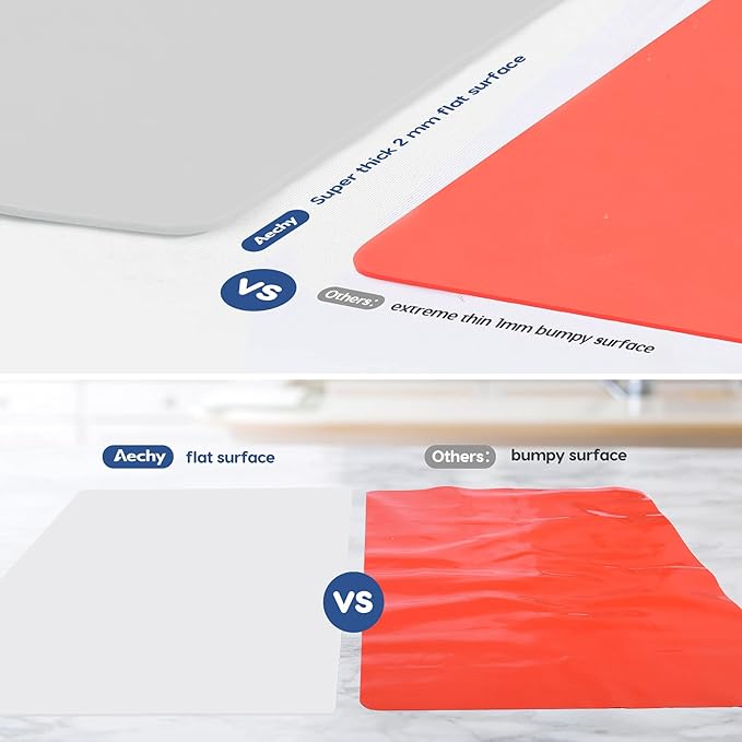 AECHY Extra Large Silicone Mat 35.3"x23.5"x0.08", Multipurpose Silicone Mat Thick Heat Resistant Mat Shipped Rolled Up Kitchen Counter Mat Nonslip Silicone Mats for Kitchen Counter Translucent