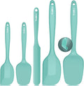 Walfos Silicone Spatula - 600°F High Heat Resistant Kitchen Spoon Spatulas（set of 5), Strong Steel Core and One-Pieces Design, For Cooking Mixing & Baking - BPA Free and Dishwasher Safe (Teal/Aqua)