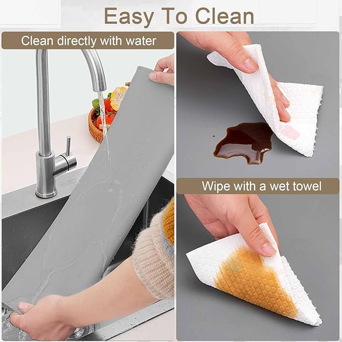 78.7"x15.7"(200cmx40cm) Large Silicone Mats for Countertop, Heat Resistant Mat, Waterproof Nonslip Silicone Kitchen Counter Mat, Nonstick Table Placemat, Multipurpose Mat, Black