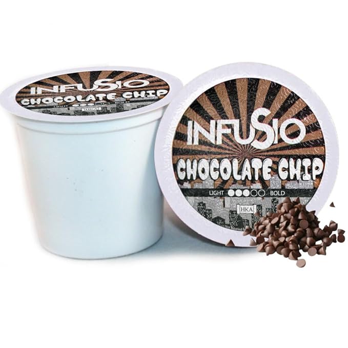 InfuSio Coffee Pods 96 Count Chocolate Chip Medium Roast Single Serve Coffee Pods for Keurig K Cups Brewers - InfuSio Premium Roasted Keurig 2.0 Compatible