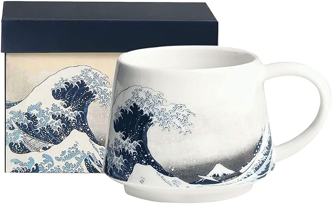 Topadorn Ceramic Mug Porcelain Coffee Cup The Great Wave Coffee Mug with Gift Box,13 oz.