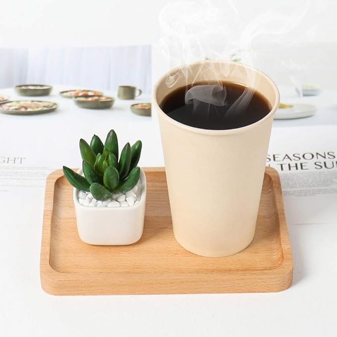 Bamboo Fiber 120 Count 16 oz Disposable Light Brown Paper Coffee Cups, Perfect for Hot Drinks